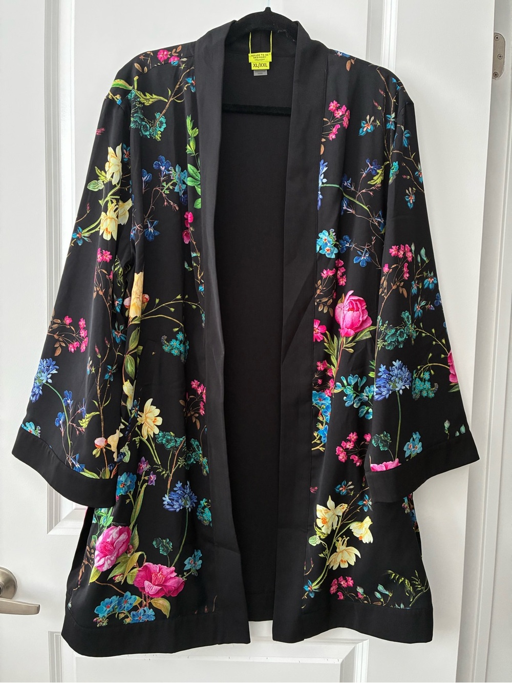 Stella & Dot Size XL/XXL Reversible Floral Kimono Cardigan Jacket - Black